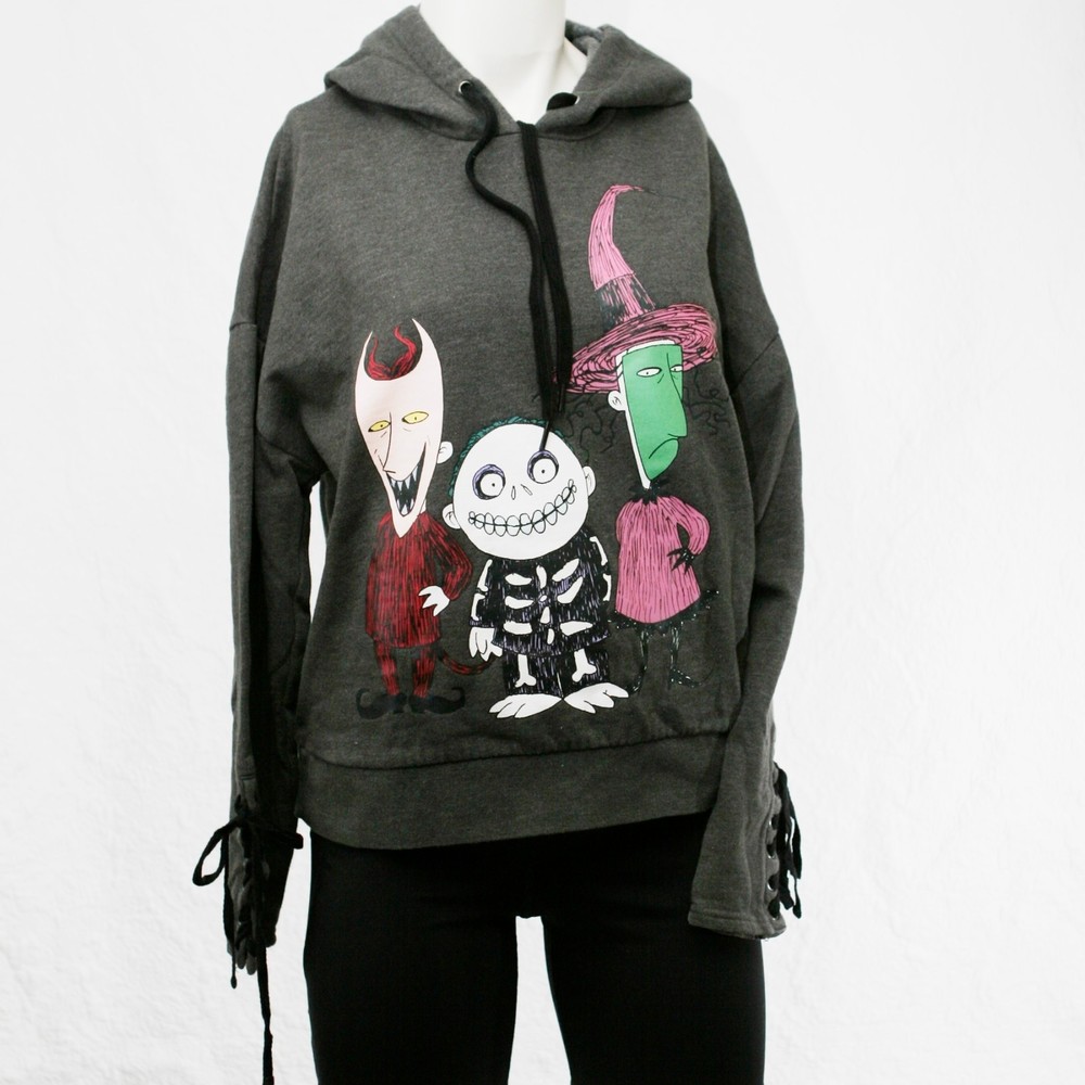 Disney's Tim Burton A Night Before Christmas Grey Hoodie/Sweatshirt - Size L